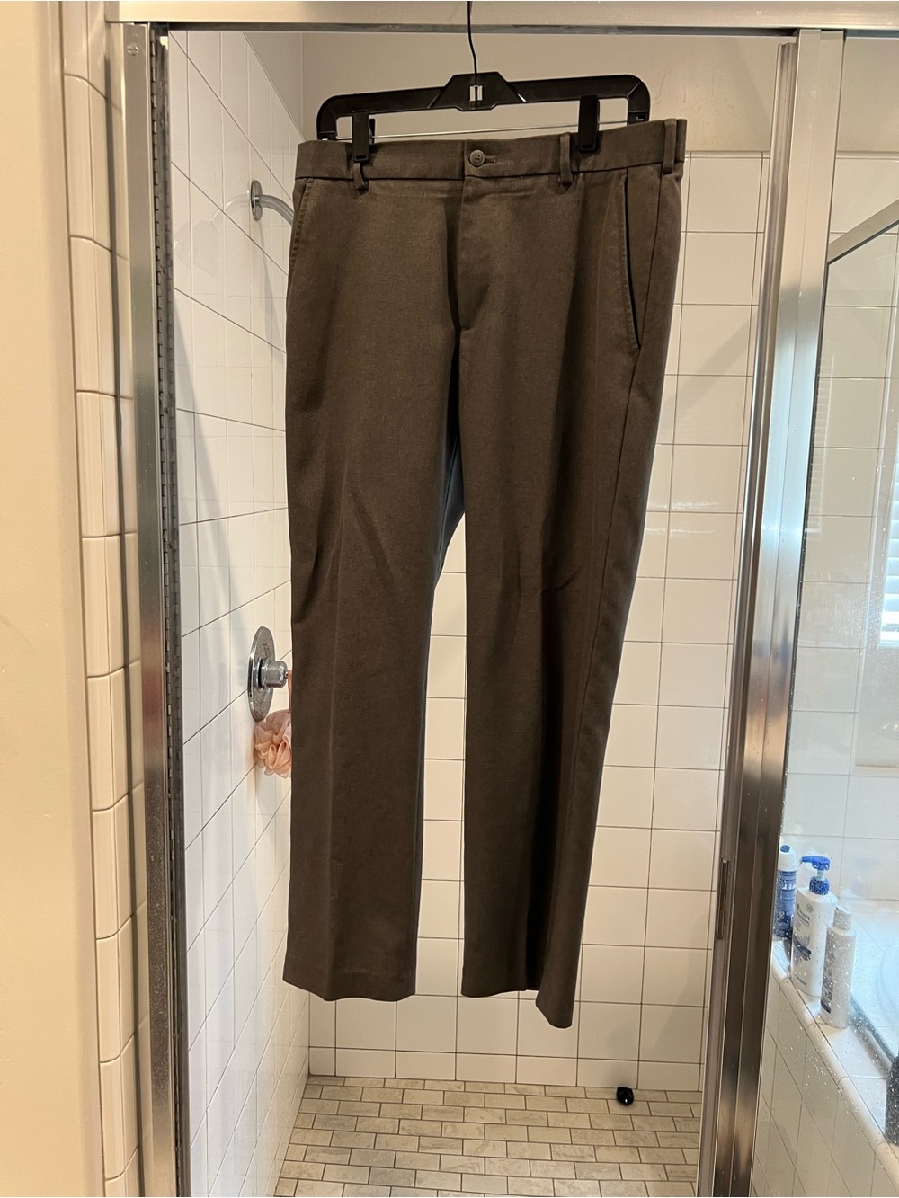 Van Heusen Brown Men's Dress Pants - Flat Front Tailored Trousers
